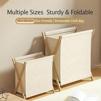 Panier de rangement pliable et empilable en fibres végétales jaunes, lavable, triple chariot à linge pliable pour vêtements et tissus