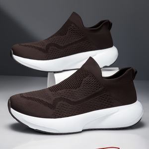 Zapatillas Deportivas Casuales para <span class=keywords><strong>Hombre</strong></span>, Estilo Snicker, Punta Redonda Ancha, Personalizadas, Blancas y Negras, Transpirables, Sin Cordones, para Caminar y Correr - Product Image 3