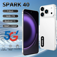 Teléfono Móvil Spark40 5G Desbloqueado al por Mayor, Pantalla de 7.3 Pulgadas, 16GB+1TB, Deca Core, Doble SIM, Android 15, para Uso Diario