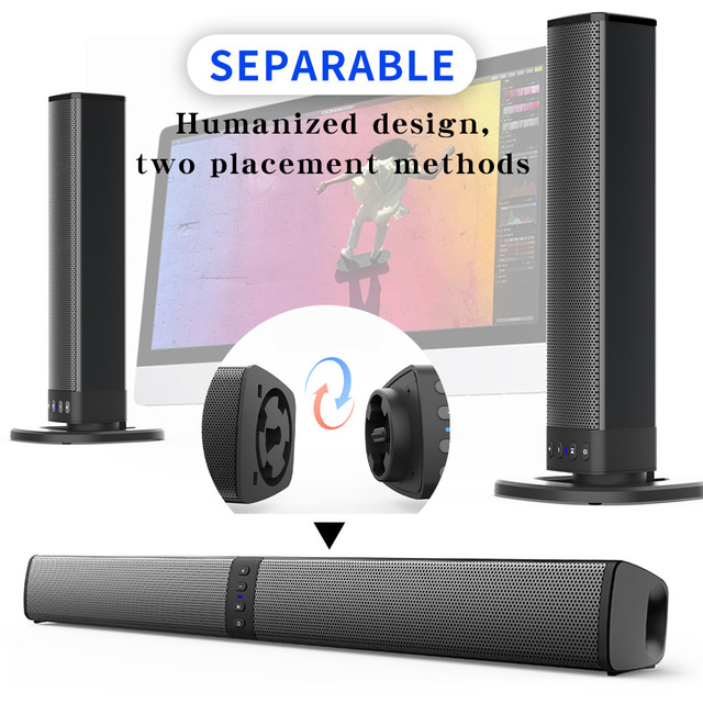 BS36 Detachable Soundbar Speaker, Split Design Bluetooth Sound Bar, Home Theater Surround Sound System for TV Computer Home Use