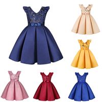 Nuevo Vestido de Niña con Mangas Volantes, Vestido de Lentejuelas para Niñas, Falda de Fiesta, Vestido de Princesa Festivo