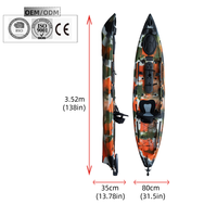 Prix usine 11ft kayak simple pêche pagaie kayak un siège bateau de pêche avec chaise en aluminium à vendre