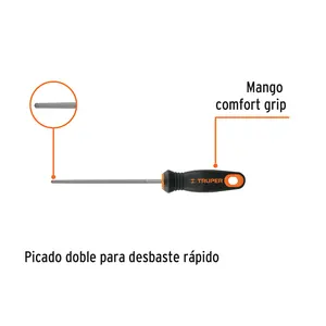 BOX 6 Lima redonda Muza de 6 pulgadas con mango de doble inyección, TRUPER - Product Image 2