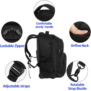 17 Inch Business Laptop <strong>Backpack</strong> <strong>Wheels</strong> High School College Rolling Travel Suitcase Trolley Luggage for High School College - Product Image 4