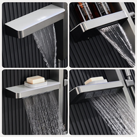 Système de douche pluie de luxe moderne avec affichage LED, ensemble de robinetterie cascade murale à 2 trous, monocommande pour salle de bain