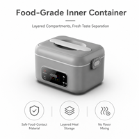 Graue 1300ml Kabellose Elektrische Lunchbox Wiederaufladbar 100W Edelstahl Digitale Steuerung Timer-Funktion Speisenwärmer für LKW