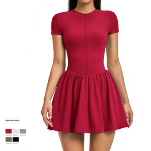 <span class=keywords><strong>Jupe</strong></span> de tennis respirante et légère effet seconde peau avec short intégré, design anti-exposition, poches, taille haute, robe de sport unie - Product Image 1