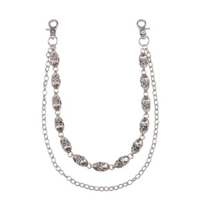Double Layer <b>Skull</b> Metal Pants Chain Tibetan Silver Punk Waist Chain Halloween Accessory Unisex - Product Image 5