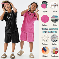 Vêtements pour enfants en gros, ensemble t-shirt à manches courtes et short vintage lavé, ensembles de vêtements pour garçons