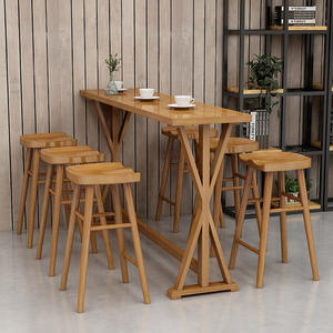 モダンなアメリカンスタイルの無垢材製耐久性のあるバーテーブル、ホテルや商業施設向けの細長いハイチェア - Product Image 2