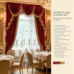 <span class=keywords><strong>Tende</strong></span> in Velluto Rosso Reale Yun Zhu con Ricami Dorati, Drappeggi e Mantovane per Villa, Mansion, <span class=keywords><strong>Sala</strong></span> - Set di Lusso per Arredamento - Product Image 1