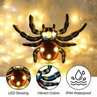 Décoration d'Halloween en forme d'araignée avec lumières LED alimentées par piles, étanche IP44, avec guirlande lumineuse en forme d'étoile, en plastique, pour usage intérieur