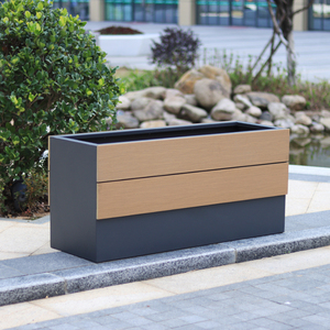 Extérieur moderne métal boîte à fleurs en plastique en <span class=keywords><strong>bois</strong></span> rectangle jardinière pots long grand aluminium jardin aménagement paysager fournitures - Product Image 3