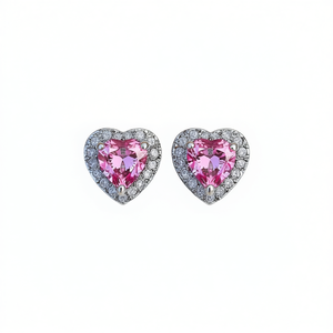 E397 Orecchini a cuore con cristalli verdi in argento 925, gioielli romantici da donna per l'uso quotidiano - Product Image 1