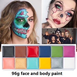 Body Painting Play Clown Fiesta <span class=keywords><strong>de</strong></span> Halloween Paleta <span class=keywords><strong>de</strong></span> maquillaje Pintura facial 12 Color Body Face Painted Palette - Product Image 2