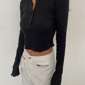 เสื้อสเวตเตอร์ถักสำหรับผู้หญิงเสื้อยืดแขนยาวคอกลมทรงสลิมยืดได้สำหรับ2024โลโก้แฟชั่นแบบใหม่ - Product Image 6