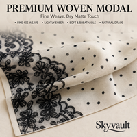 Foulard Hijab en Modal Imprimé Dentelle à Pois, Tissé 40S, Doux et Respirant, pour Femme, Personnalisation OEM ODM Disponible