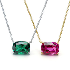 Collier Minimaliste Simple et Coloré avec Zircon Cubique Rond, Ovale ou Rectangulaire – Bijou Fin - Product Image 1