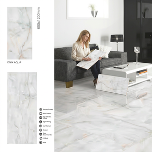 Listello Crema Glossy Digital Glazed Porcelain Tiles Polished Marble Look 60x120cm Floor <b>Wall</b> Tile - Product Image 4