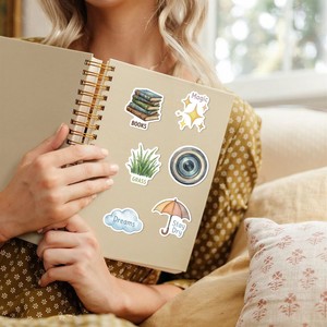 Adesivi Personalizzati <span class=keywords><strong>Acquerello</strong></span> 50 Pezzi, Decalcomanie OEM per Diario, Laptop, Fai da Te - Tema Vita Quotidiana Accogliente e Rilassante - Product Image 4