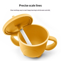 Nouvelle tasse à paille en silicone pour bébé, motif pingouin, qualité alimentaire, anti-fuite, résistante aux chutes, avec deux poignées, 12 oz, design circulaire, pour l'apprentissage des tout-petits