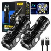 Mini lampe torche super lumineuse rechargeable USB Type-C, étanche IP55, corps en ABS, lampe de travail portable pour le camping et une utilisation tactique