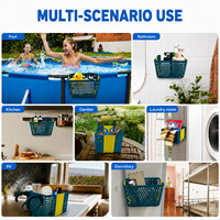 Panier de rangement rectangulaire en plastique pliable pour piscine, avec crochets pour jouets et accessoires de piscine