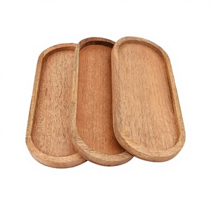 Plateau à bibelots ovale décoratif en bois, décoration de table rustique, porte-bijoux, fait main en Inde - Product Image 4