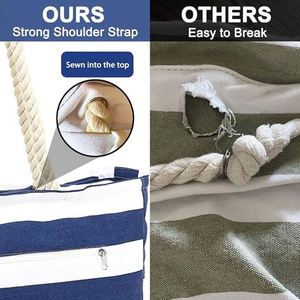 <b>Large</b> Canvas <b>Beach</b> <b>Bag</b> for Women, <b>Beach</b> <b>Bags</b> Waterproof Sand Proof with Zipper & Wet <b>Bag</b> Cruise Essentials - Product Image 4