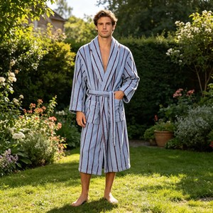 100% Cotton Casual Home Bathrobe Hotel Robe <strong>Men</strong> Nightrobe Sleepwear Toweling Terry Robe Soft Bathrobe - Product Image 1