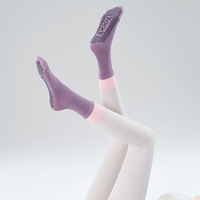 Nouvelles chaussettes de yoga double couche pour femmes, antidérapantes, pour Pilates, chaussettes longues pour le fitness, en coton pur, OEM Meias