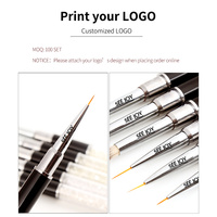 4 Pcs/Set Liner Nail Art Brush Dessin Sculpture Peinture Stylo Plastique Poignée Métallique Avec Couvercle pour Manucure Outils Kits
