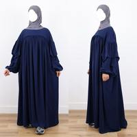 Abaya en soie Medina sur mesure de qualité supérieure avec poches, manches à volants, vêtements islamiques en gros pour femmes, robe musulmane, abaya pour le Ramadan et l'Aïd