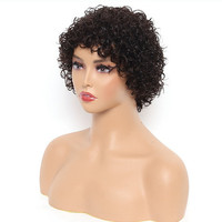 Perruques Afro Wave Courtes en Cheveux Européens pour Femmes Noires Cheveux Non-Remy Faits à la Machine