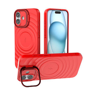 Coque pour iPhone 16 Pro Max avec design ondulé, support caché, coque de téléphone magnétique à couverture intégrale antichoc - Product Image 1