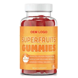 Vegan SuperFruits Gummies avec Biotine Vitamines pour la Formation de Collagène pour Cheveux Peau Ongles Rides Disponible en Capsule Poudre