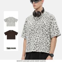 T-shirt pour homme, nouveau modèle d'été, style vintage, imprimé léopard, col rond, manches courtes, fabrication directe, OEM/ODM personnalisé