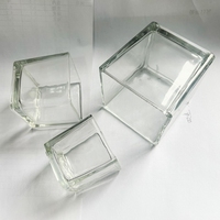 Mini aquarium 6x6cm en verre électroplaqué argenté à large ouverture, pot carré pour bougie ou bouteille