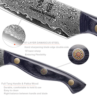 Couteau de cuisine multifonction de haute qualité en acier Damas japonais, métal carbone et bois, lame de 8 à 9,9 pouces, pour commande en gros