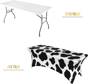 Phong cách bò in được trang bị hình chữ nhật Khăn trải bàn 6 ft Spandex bảng bìa cho đám cưới tiệc chiêu đãi và các sự kiện bên - Product Image 4