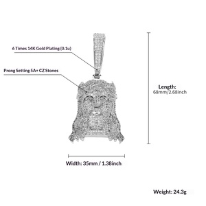 HCP26010004 Collier pour homme tendance, pendentif hip-hop Or Océan, motif portrait d'âmeilles âgées, best-seller, idéal pour les spectacles de rue - Product Image 4