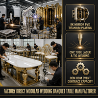 Chaises serpentine rondes de luxe et tables de mariage en verre blanc pour événements, idéales pour hôtels et centres de réception - Vente en gros