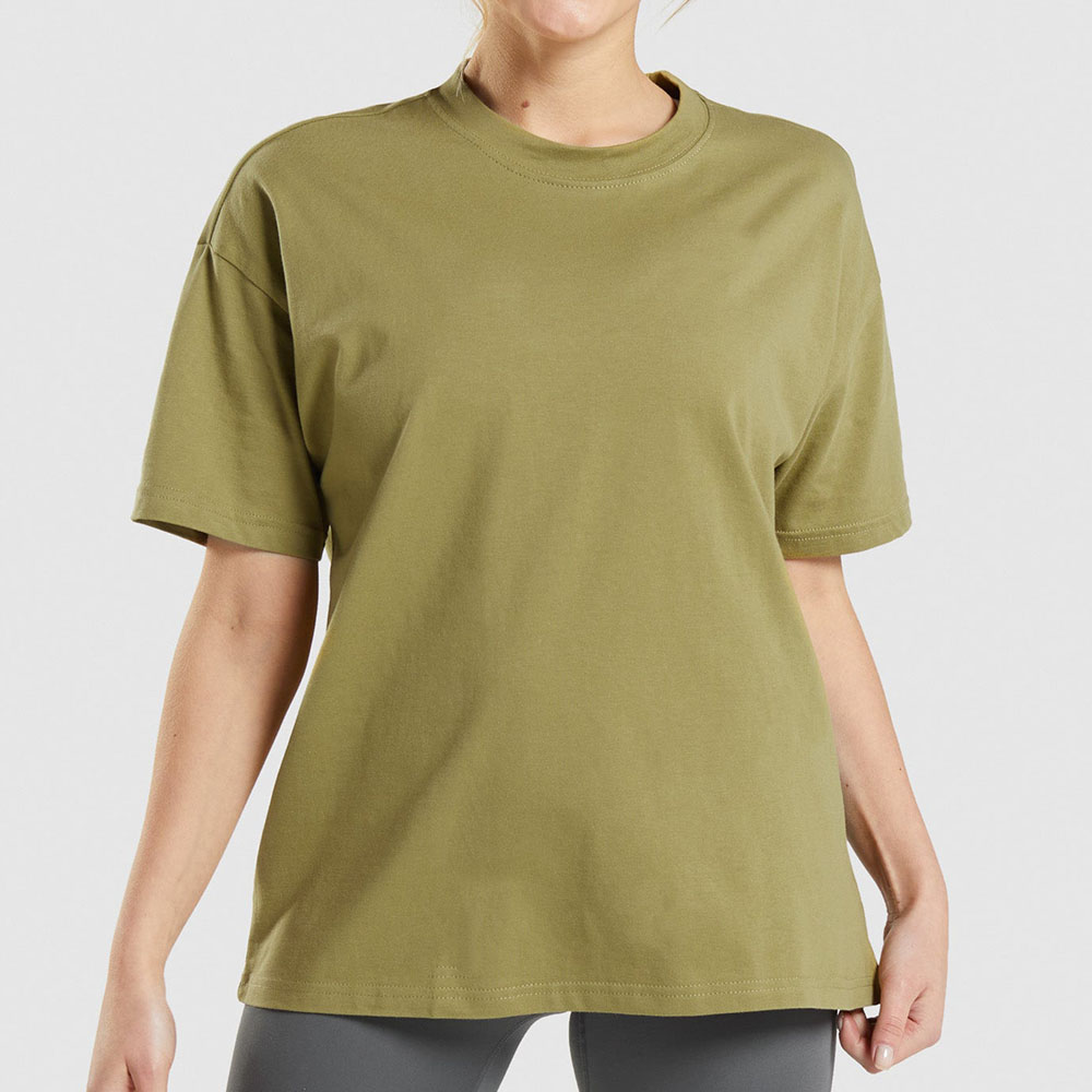 T-shirt in cotone a manica corta verde militare