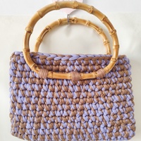 Fait à la main en 2025 nouveau style de couleur-bloc tressé poignée en bambou mode sac fourre-tout multifonctionnel