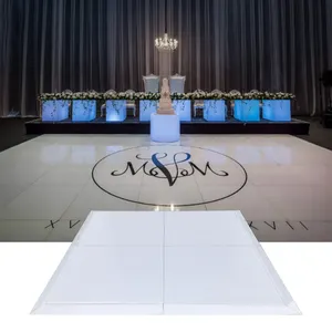 لمعان الأبيض والأسود أرضية صالة رقص مزودة بمصابيح LED لحفل زفاف لوازم بيع