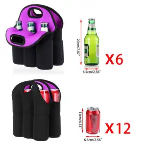 Neoprene 6 Pack Beer Cooler Tote Bag Beer Bottle Can Beverage Carrier Insulated Bottles Tote Sleeve