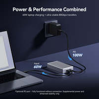 Boîtier SSD externe USB-C M.2 NVMe 80 Gbit/s 2230-22110 M/B&M Key PD 3.0 100W en aluminium sans outil jusqu'à 8 To