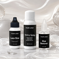 Kit d'installation de perruques avec logo personnalisé, colle pour dentelle, bâton de cire imperméable, dissolvant d'adhésifs, spray de fusion de dentelle et contrôle des bords