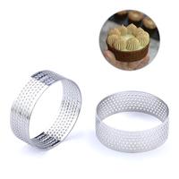 Moule à tartelettes en acier inoxydable, Mini anneau à tarte, coupe-cercle, à Mousse, de gâteau perforé, résistant à la chaleur