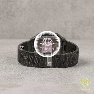 Montre de Luxe à Diamants Moissanite Noirs, Bracelet Entièrement Sertie de Pierres Noires Brillantes – Offre Spéciale - Product Image 4